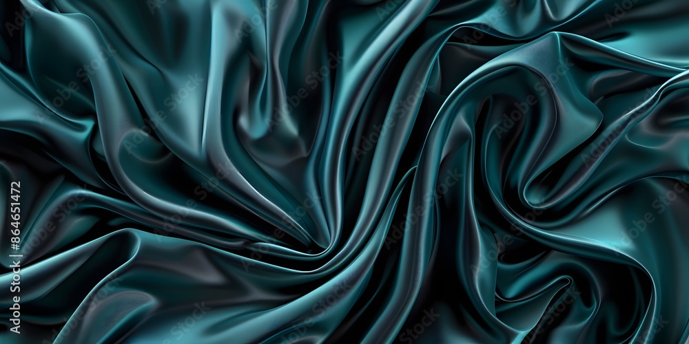 Silky Waves in Dark Blue and Green: Luxury Fabric Art Silky Waves in Dark Blue and Green: Luxury Fabric Art