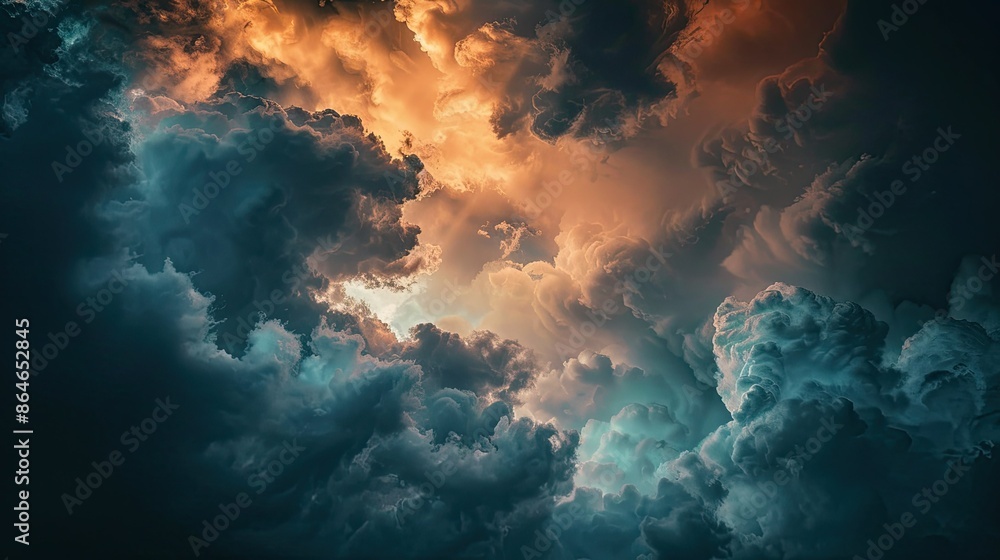 Naklejka premium Intense dark clouds spreading across the sky, creating a dramatic atmosphere