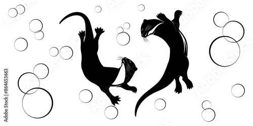 otter silhouette vector 
