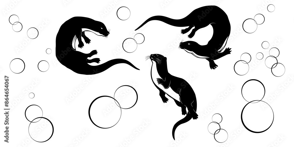 Obraz premium otter silhouette vector