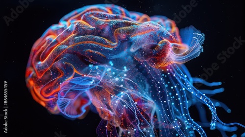 Virtual Reality Brain Hologram Concept