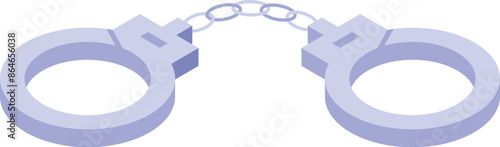 Steel handcuffs connected with chain representing law enforcement, crime and punishment