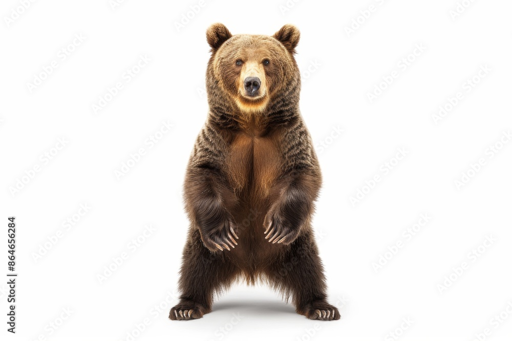 Fototapeta premium Bear standing on hind legs against white background