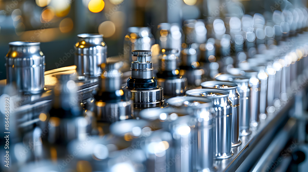 Dynamic Close Up View of High Volume Automated Can Production Process Dynamic Close Up View of High Volume Automated Can Production Process
