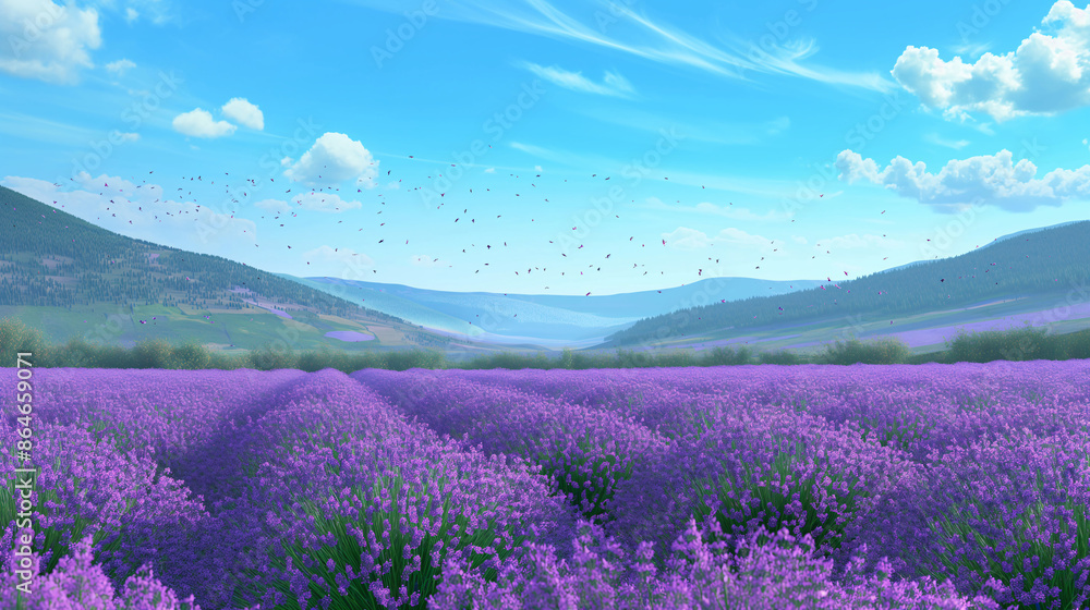 Naklejka premium lavender field and sky