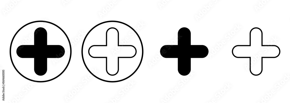 Fototapeta premium Plus Icon set. Add plus icon