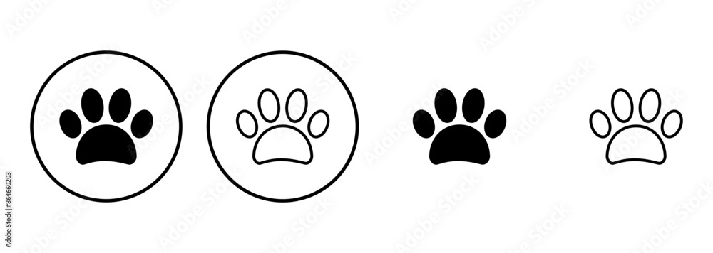 Fototapeta premium Paw icon set. paw print icon vector. dog or cat paw