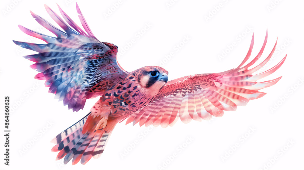 Fototapeta premium a whimsical watercolor graphic of a falcon in a playful pose, 