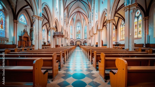 angular view from inside an empty catholic church