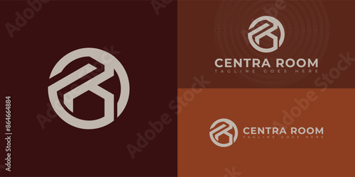 Abstract initial circle letter CR or RC logo in gold color isolated on multiple background colors. The logo is suitable for hotel cleaning service logo vector design illustration inspiration templates