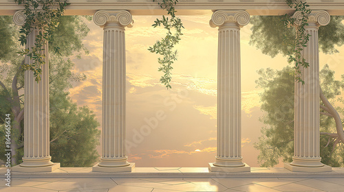 colonnade in the park of palace