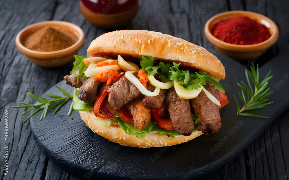 fresh-grilled-beef turkish or chicken arabic shawa burger fresh-grilled-beef turkish or chicken arabic shawa burger