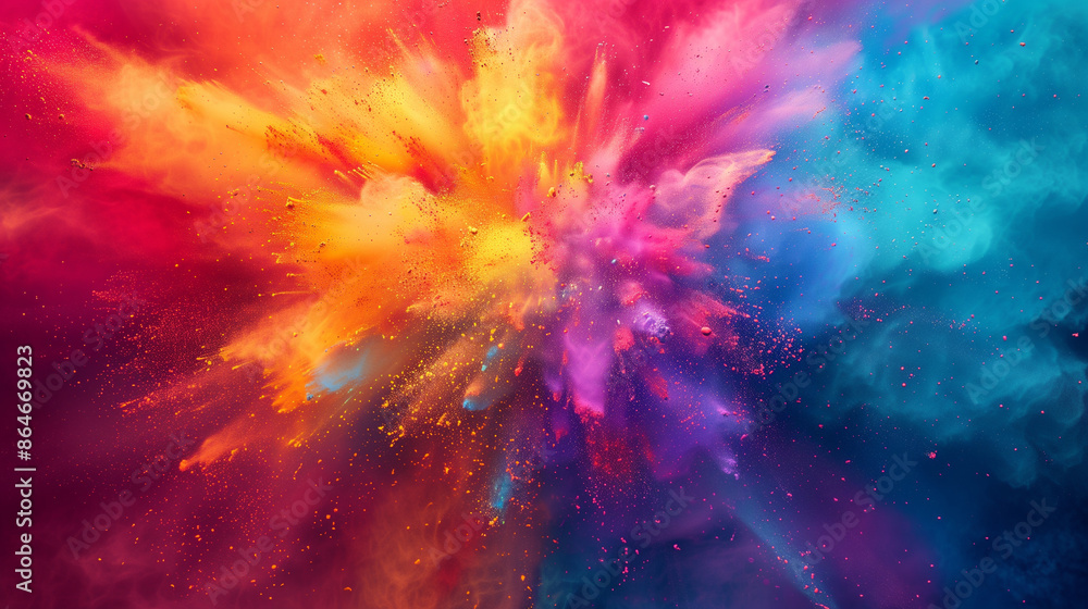 Colorful explosion of powder clouds, showcasing a vivid spectrum of colors and dynamic energy, perfect for modern design and digital art projects. Image made using Generative AI Colorful explosion of powder clouds, showcasing a vivid spectrum of colors and dynamic energy, perfect for modern design and digital art projects. Image made using Generative AI
