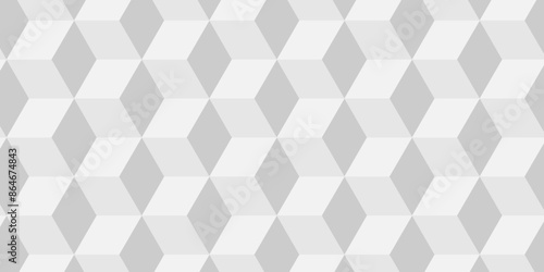 Vector white and gray cube geometric pattern grid backdrop triangle background. Abstract cube geometric tile and mosaic wall or grid backdrop hexagon technology. white geometric block cube structure.