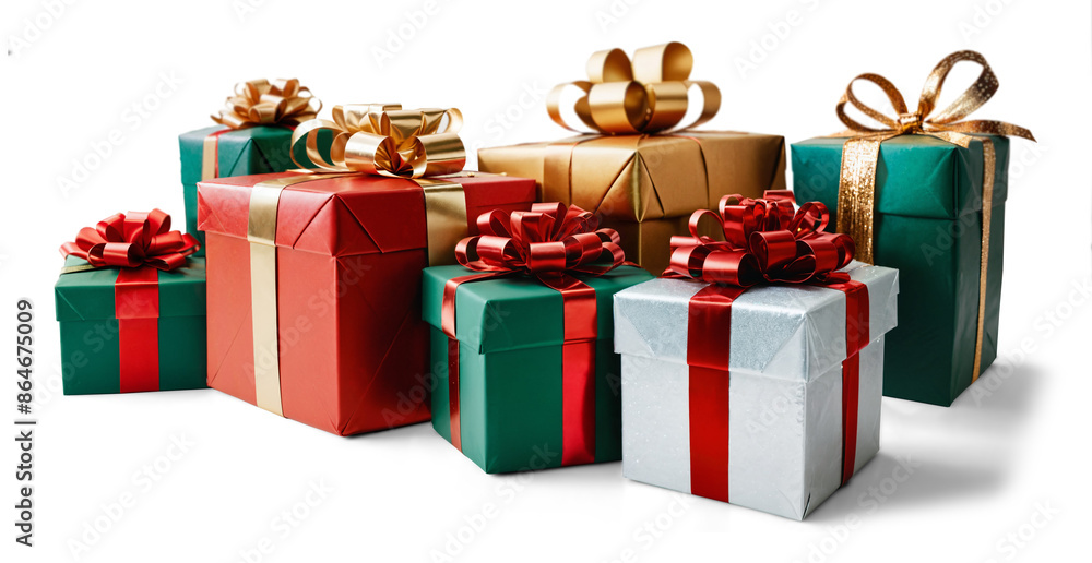 festive Christmas gifts, presents boxes in a row, 3d-illustration festive Christmas gifts, presents boxes in a row, 3d-illustration