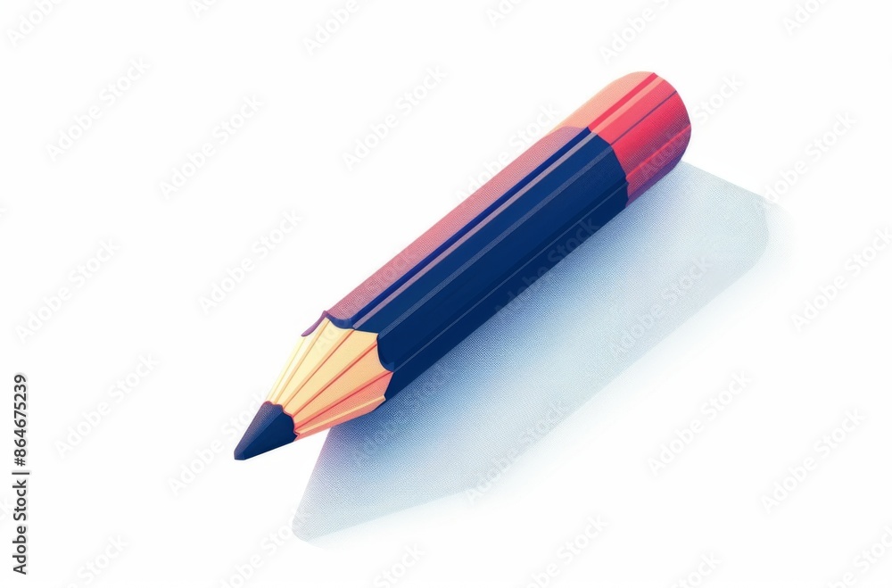 Simple Pencil Icon in Red and Navy Blue on White Background Simple Pencil Icon in Red and Navy Blue on White Background