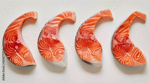 Delicate Salmon Steaks Artfully Arranged in Minimalistic Photographic Study photo