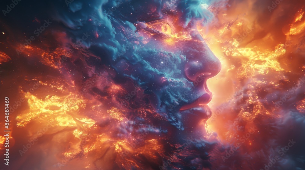 An abstract illustration depicting merging with infinity or spirituality. An abstract illustration depicting merging with infinity or spirituality.