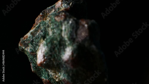 Garnet mineral (Mg3Al2(SiO4)3). Garnet crystals in the main rock. Popular raw material for jewelry production. Hardness on the Mohs scale 6.5-7.5