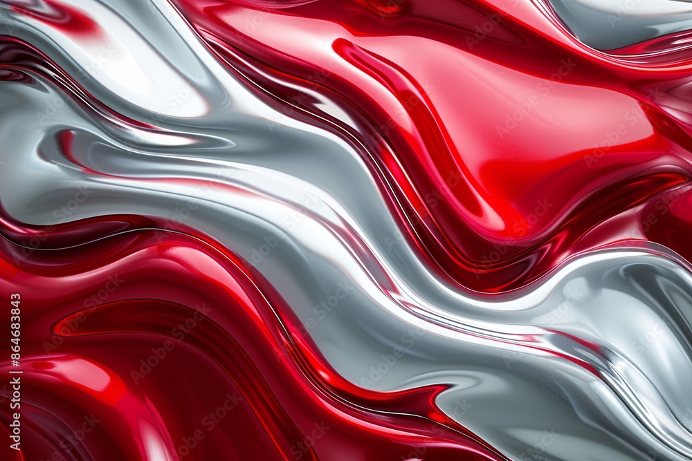 Silver red abstract wavy background created with Generative AI Silver red abstract wavy background created with Generative AI