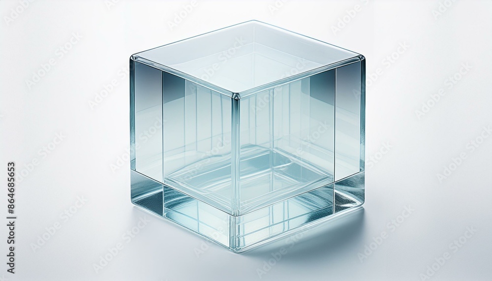 Generate a solid glass cube on a solid white background Generate a solid glass cube on a solid white background