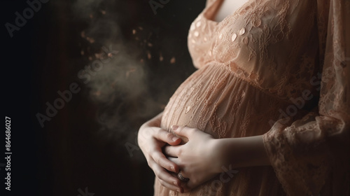 お腹に手をあてる妊婦