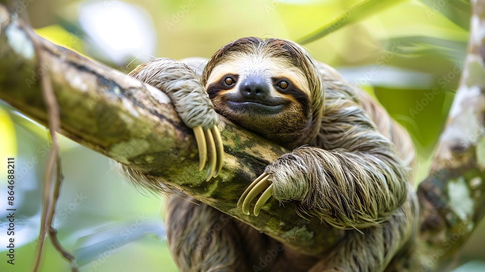 Three-Toed Sloth in the Rainforest Canopy Three-Toed Sloth in the Rainforest Canopy