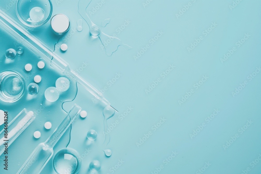Fototapeta premium 医療器具とパステルブルーの背景とコピースペース
