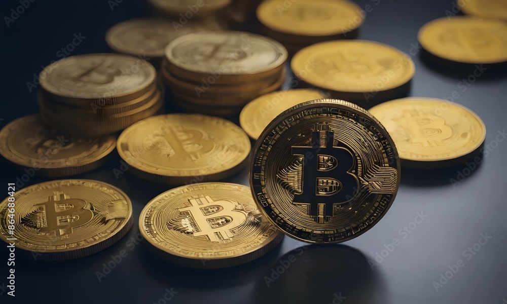 Bitcoin cryptocurrency coins collection background Bitcoin cryptocurrency coins collection background