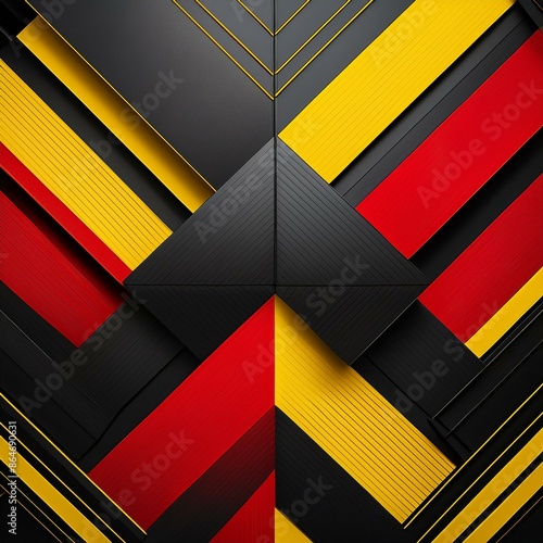 A bold, geometric background with contrasting colors of red, yellow, and black, designed for a dynamic and energetic banner