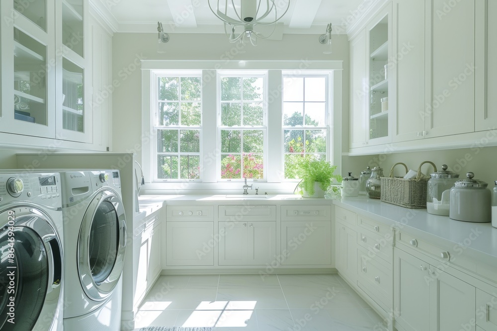 Bright and Spacious White Laundry Room Bright and Spacious White Laundry Room
