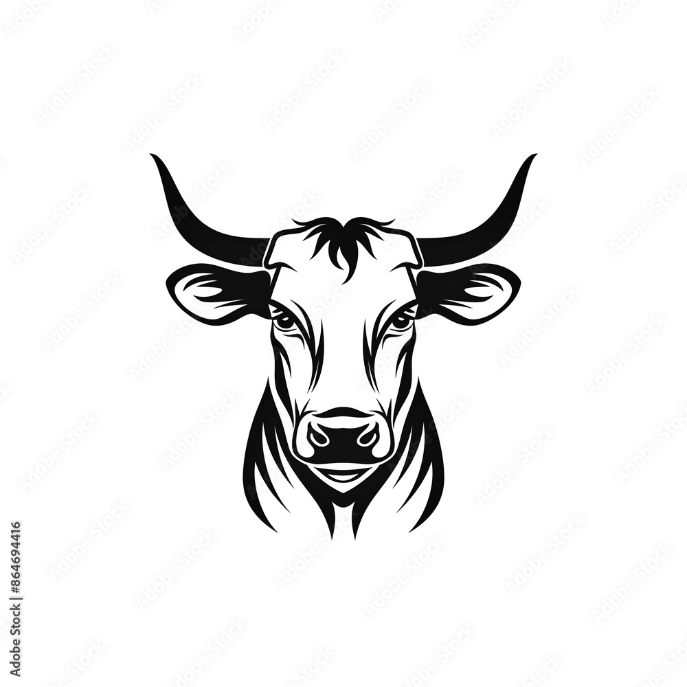 Naklejka premium Cow head silhouette on white background