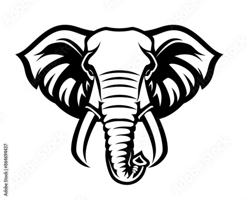 Wallpaper Mural elephant head silhouette on white background Torontodigital.ca