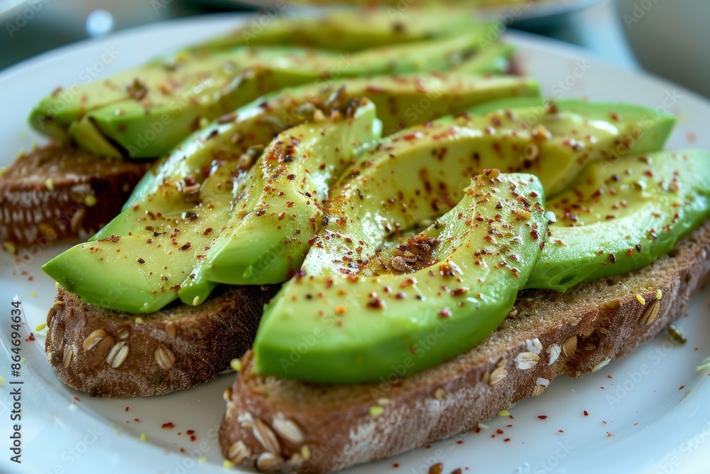 Avocado Toast with Spices on White Plate Avocado Toast with Spices on White Plate