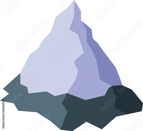 Large snow iceberg floating with big underwater part, global warming problem