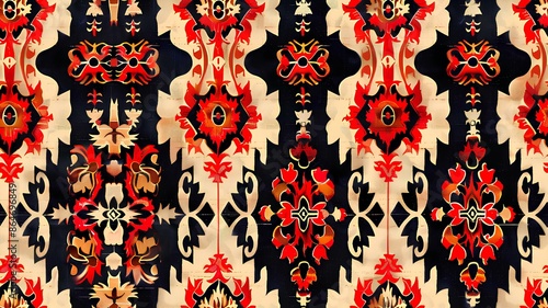 Beautiful ikat pattern for creating fashion clothes and for using in decoring home interior. Uzbekistan culture. Digital textile patterns.