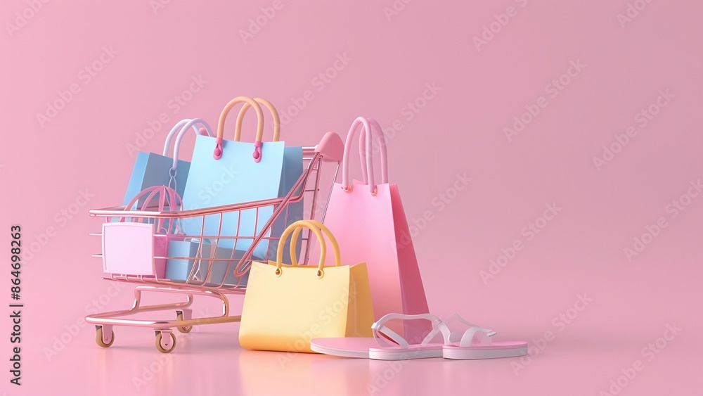 Pink e-commerce shopping creative scene Pink e-commerce shopping creative scene