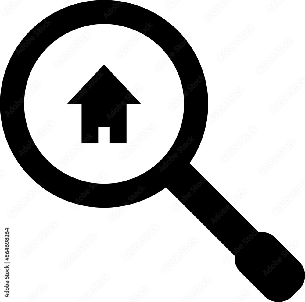 Icon of a magnifying glass for housing search Icon of a magnifying glass for housing search
