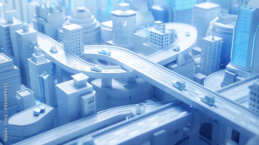 Obraz premium Conceptual diagram of a digital city highway