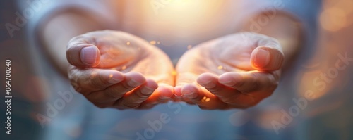 Wallpaper Mural Open Hands with Glowing Light Torontodigital.ca