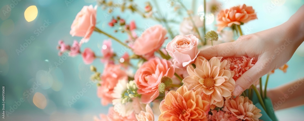Pink and Peach Flowers Bouquet Pink and Peach Flowers Bouquet