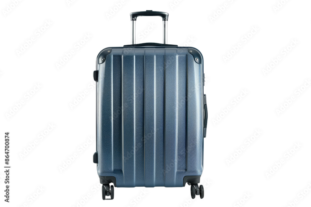 Blue Suitcase with Retractable Handle isolated on white background Blue Suitcase with Retractable Handle isolated on white background