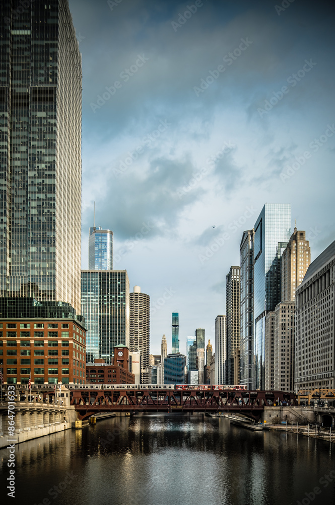 Obraz premium chicago city downtown architecture and street scenes
