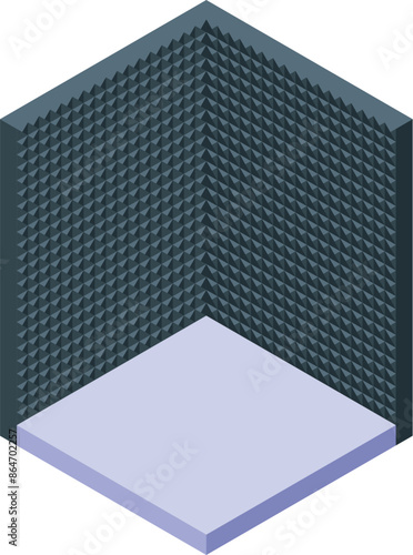 Soundproof studio room isometric icon illustrating a recording studio