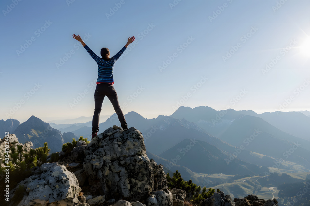 Fototapeta premium Triumphant Ascent: Arms Embracing the Heights