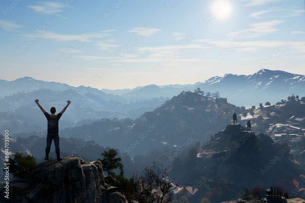 Obraz premium Triumphant Ascent: Arms Embracing the Heights