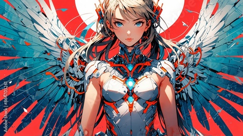 翼のある女性キャラクター,Generative AI AI画像