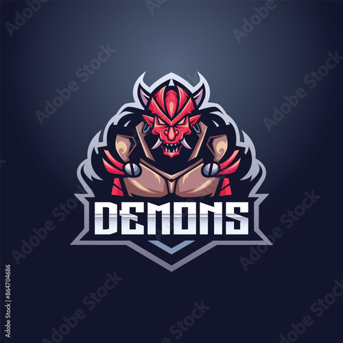 Demon Mascot Esport Logo Design Illustration For Gaming Club