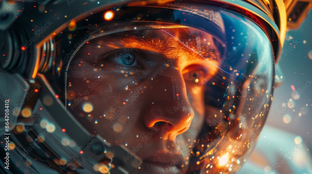 A man in a space suit is looking at the camera A man in a space suit is looking at the camera