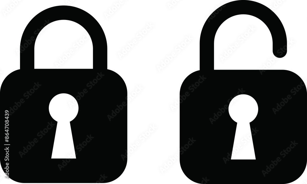 Locked And Unlocked Padlock Icon Set On Transparent Background, Closed Lock Illustration and Secure Design. Locked And Unlocked Padlock Icon Set On Transparent Background, Closed Lock Illustration and Secure Design.